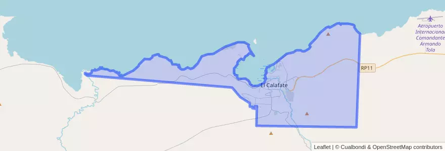 Mapa de ubicacion de El Calafate.