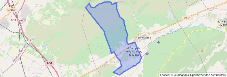 Mapa de ubicacion de el Camp de Mirra / Campo de Mirra.