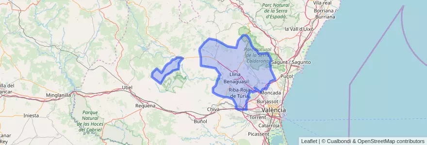 Mapa de ubicacion de el Camp de Túria.