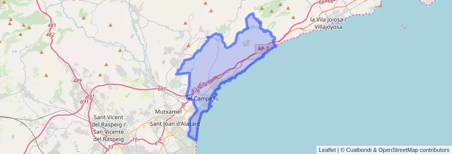Mapa de ubicacion de el Campello.