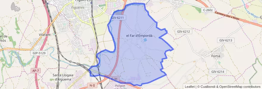 Mapa de ubicacion de el Far d'Empordà.