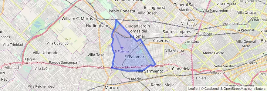 Mapa de ubicacion de El Palomar.