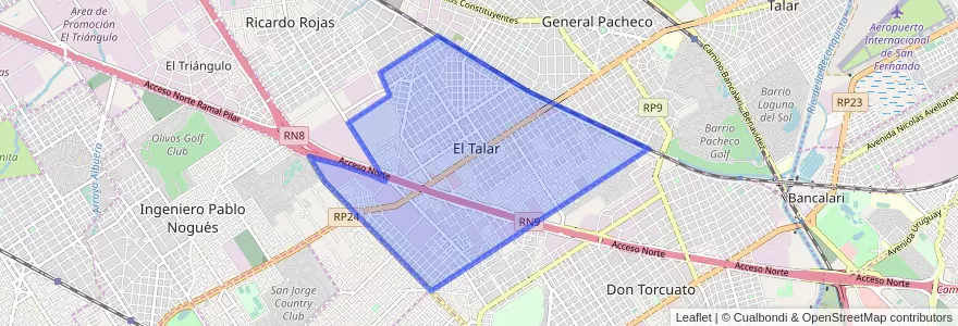Mapa de ubicacion de El Talar.