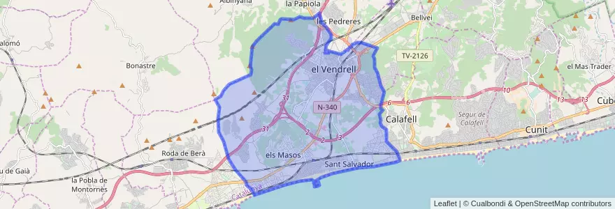 Mapa de ubicacion de el Vendrell.