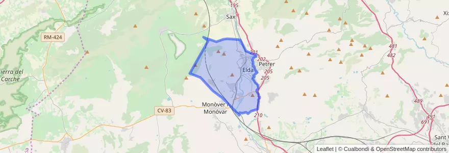 Mapa de ubicacion de Elda.