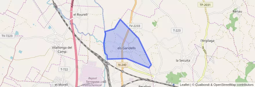 Mapa de ubicacion de els Garidells.