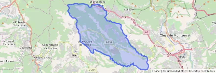 Mapa de ubicacion de els Hostalets de Pierola.
