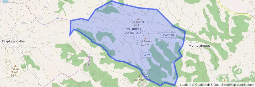 Mapa de ubicacion de els Omells de na Gaia.