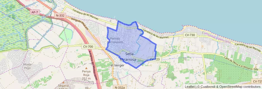 Mapa de ubicacion de els Poblets.