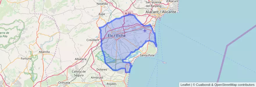Mapa de ubicacion de Elx / Elche.