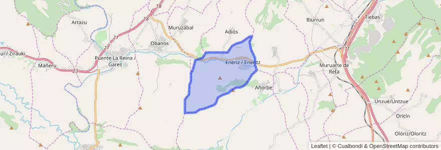 Mapa de ubicacion de Enériz/Eneritz.