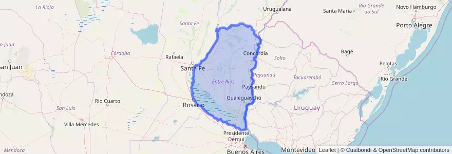 Mapa de ubicacion de Entre Ríos.