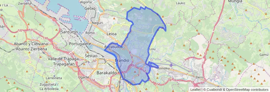 Mapa de ubicacion de Erandio.