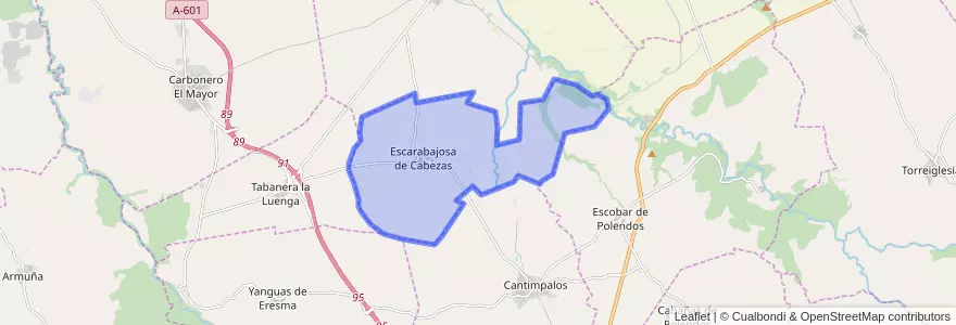 Mapa de ubicacion de Escarabajosa de Cabezas.