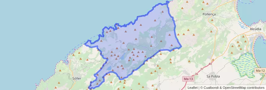 Mapa de ubicacion de Escorca.