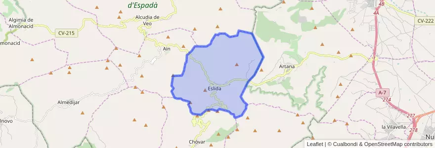 Mapa de ubicacion de Eslida.
