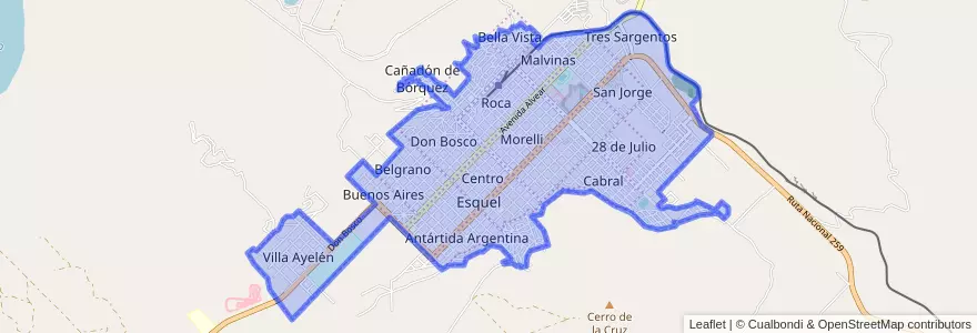 Mapa de ubicacion de Esquel.