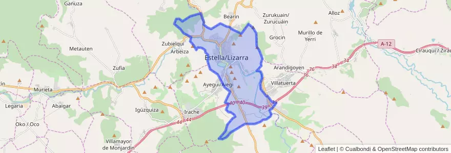 Mapa de ubicacion de Estella/Lizarra.