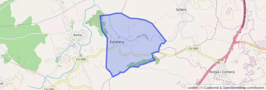 Mapa de ubicacion de Estubeny.