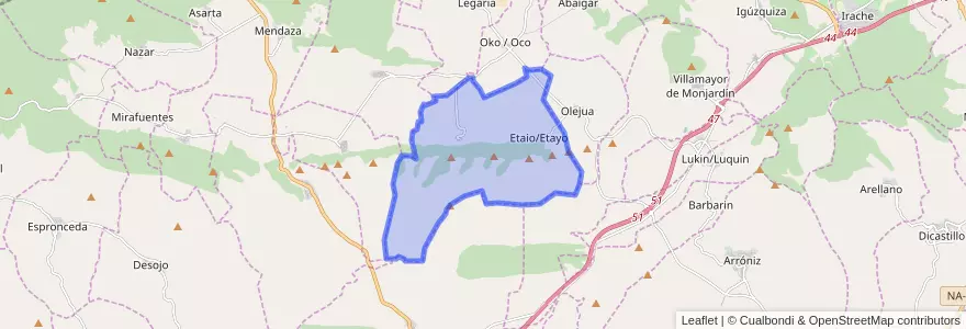 Mapa de ubicacion de Etayo.
