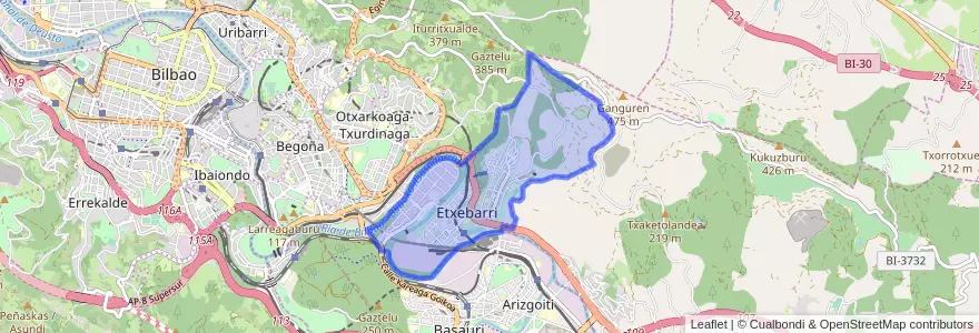 Mapa de ubicacion de Etxebarri.