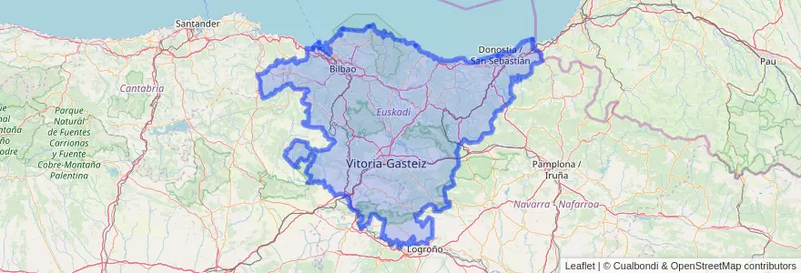 Mapa de ubicacion de Euskadi.