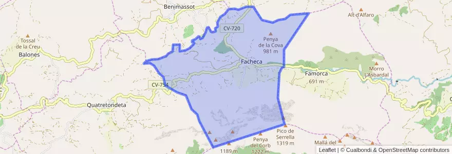 Mapa de ubicacion de Facheca.