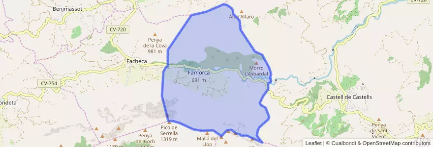 Mapa de ubicacion de Famorca.