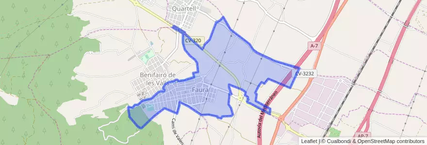 Mapa de ubicacion de Faura.
