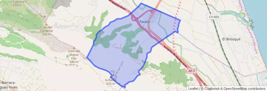 Mapa de ubicacion de Favara.