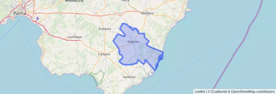 Mapa de ubicacion de Felanitx.