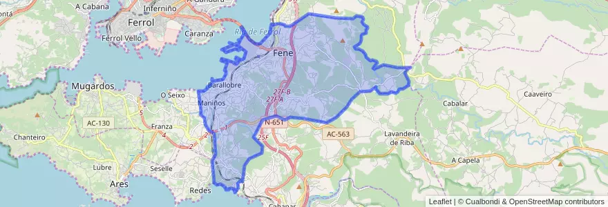Mapa de ubicacion de Fene.