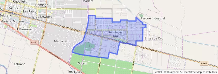 Mapa de ubicacion de Fernández Oro.