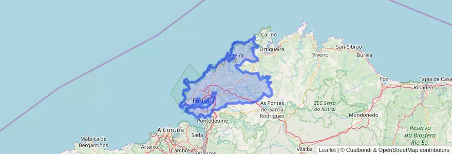Mapa de ubicacion de Ferrol.