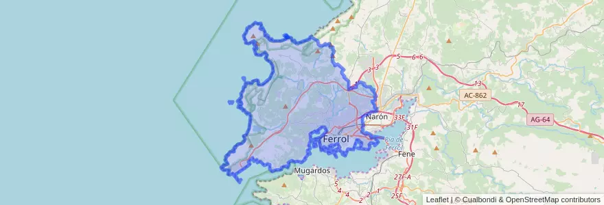 Mapa de ubicacion de Ferrol.