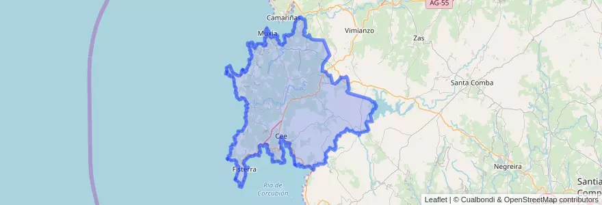 Mapa de ubicacion de Fisterra.