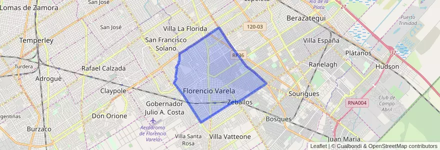 Mapa de ubicacion de Florencio Varela.
