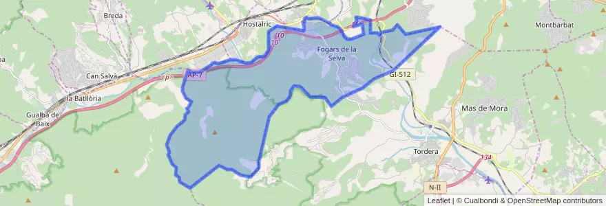 Mapa de ubicacion de Fogars de la Selva.