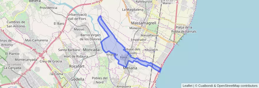 Mapa de ubicacion de Foios.