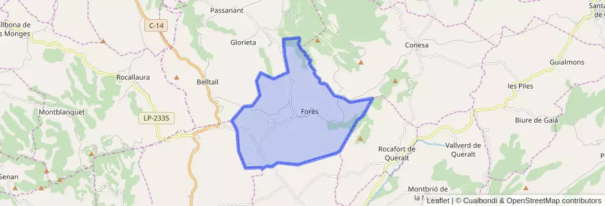 Mapa de ubicacion de Forès.