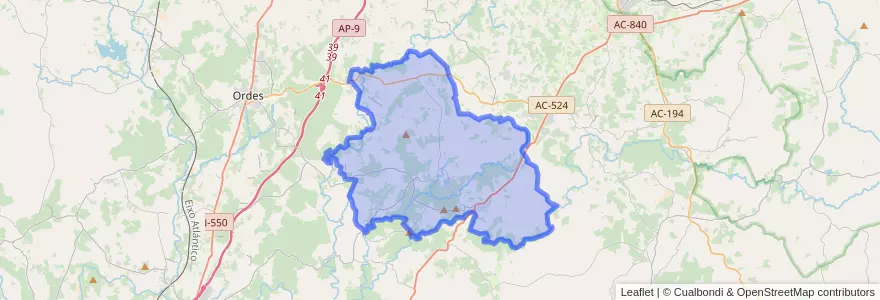 Mapa de ubicacion de Frades.