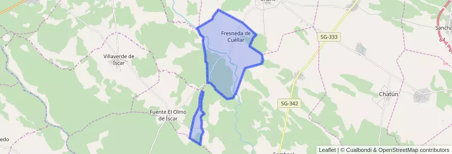 Mapa de ubicacion de Fresneda de Cuéllar.