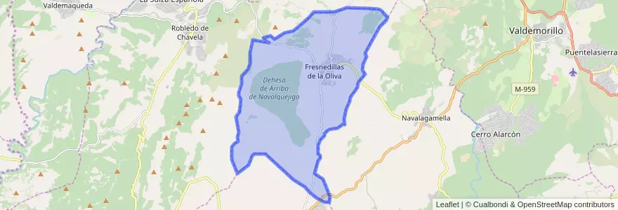 Mapa de ubicacion de Fresnedillas de la Oliva.