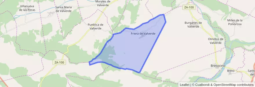 Mapa de ubicacion de Friera de Valverde.