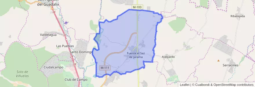 Mapa de ubicacion de Fuente el Saz de Jarama.