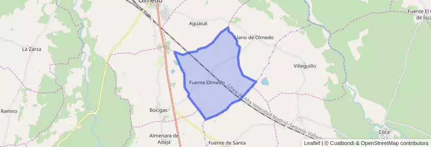 Mapa de ubicacion de Fuente-Olmedo.