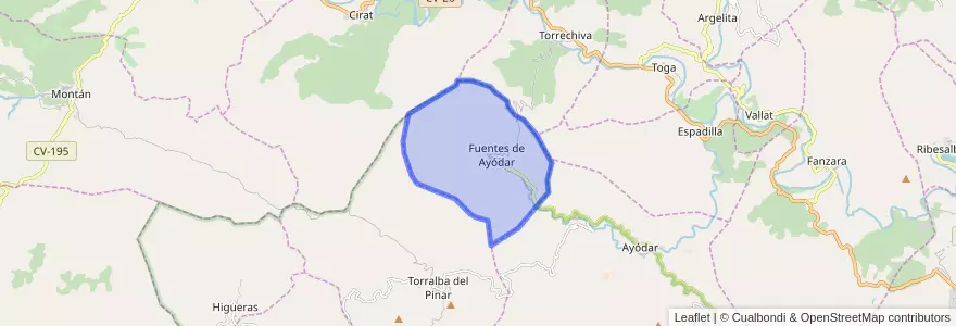 Mapa de ubicacion de Fuentes de Ayódar.