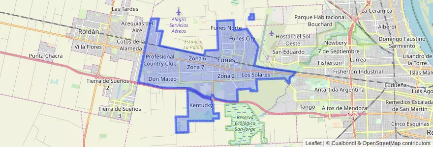 Mapa de ubicacion de Funes.
