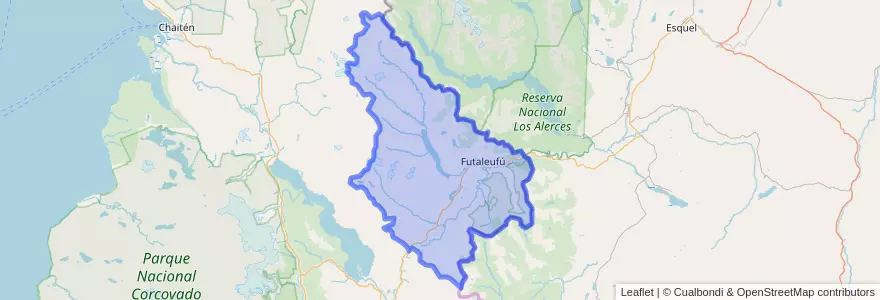 Mapa de ubicacion de Futaleufú.