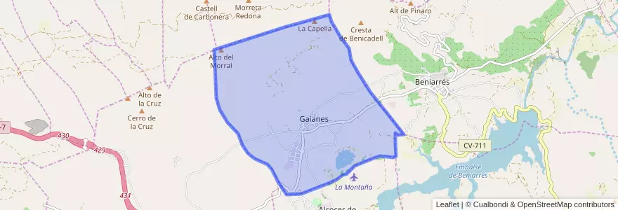Mapa de ubicacion de Gaianes.